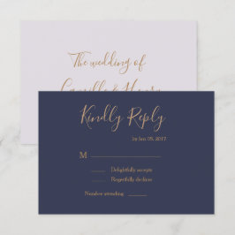 Convite Elegante tipo resposta de casamento lilás dourado 