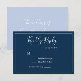 Convite Elegante tipo resposta de casamento moderno azul e