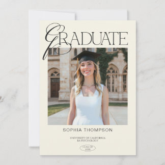 Convite Elegante Tipografia Chic Moderna Foto Graduação