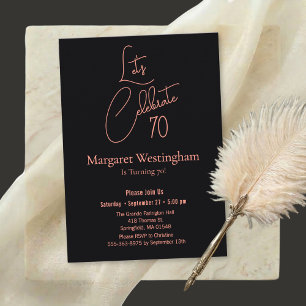 Convite Elegante Tipografia de Letra Script Dourado Rosa A