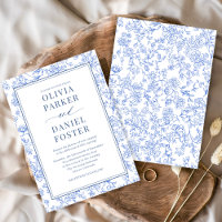 Elegante Toile Floral Azul Vintage Francês