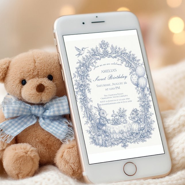 Convite Elegante Toile francesa de aniversário (Criador carregado)
