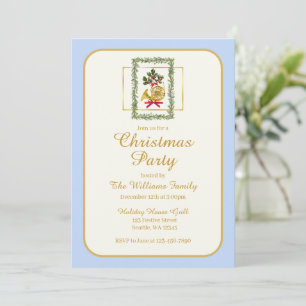 Convite Elegante Trompa Francesa Natal Azul Claro