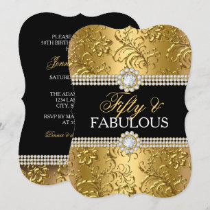Convite Elegante Turbilhão Floral Dourado Festa dos Cinque