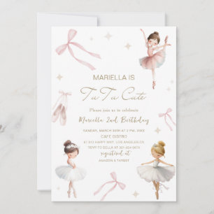 Convite Elegante Tutu de Aniversário de 2 Anos em Aquarela