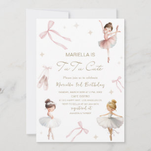 Convite Elegante Tutu de Aniversário de 3 anos em Aquarela