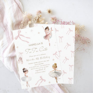 Convite Elegante Tutu de aniversário de 4 anos em aquarela