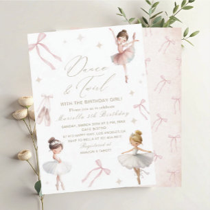 Convite Elegante Tutu de aniversário de 5 anos em aquarela