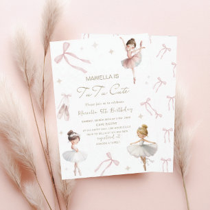 Convite Elegante Tutu de aniversário de 5 anos em aquarela