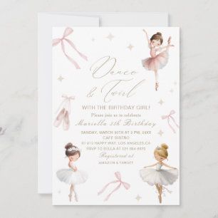 Convite Elegante Tutu de aniversário de 5 anos em aquarela
