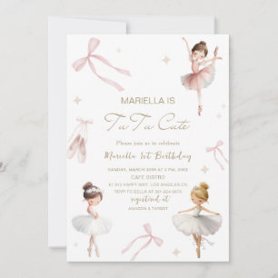 Convite Elegante Tutu de aniversário de um ano em aquarela