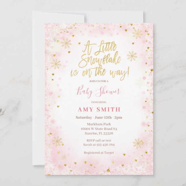Convite Elegante Um pequeno floco de neve está a caminho (Frente)