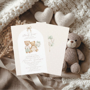 Convite Elegante Urso de Aguarela Revelação de Gênero do B