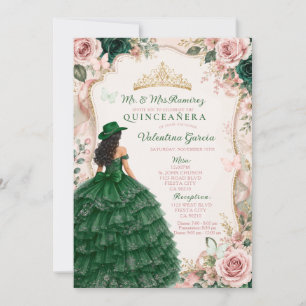 Convite Elegante Vaquera Esmeralda Verde Charra Quinceañer