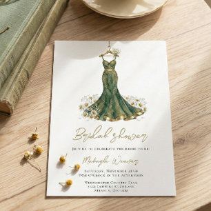 Convite Elegante Vegetação e Chuveiro de Noiva com Vestido