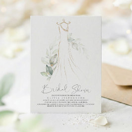 Convite Elegante Vegetação e Vestido de Noiva Chá de Bebê/