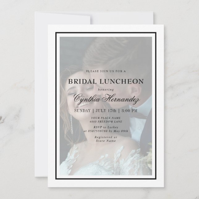 Convite Elegante Vellum Typografia Script Bridal Luncheon (Frente)