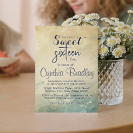 Convite Elegante Verde Beige Doce Dezesseis Festas de aniv