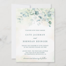 Convite Elegante Verde Botânico Casamento Eucalyptus