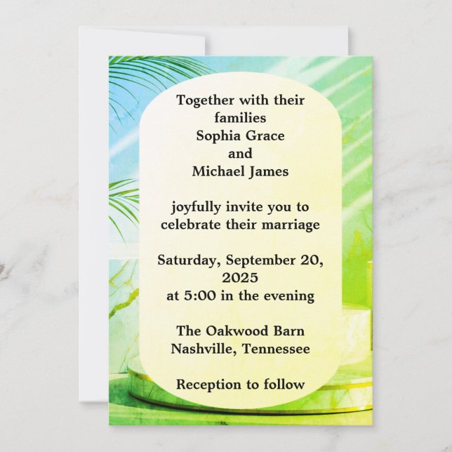 Convite Elegante Verde Deixa a Natureza Design | Botão Mín (Frente)