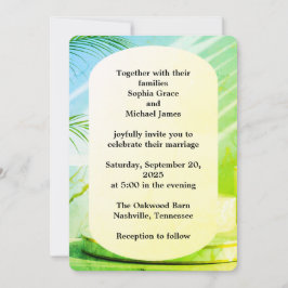 Convite Elegante Verde Deixa a Natureza Design | Botão Mín