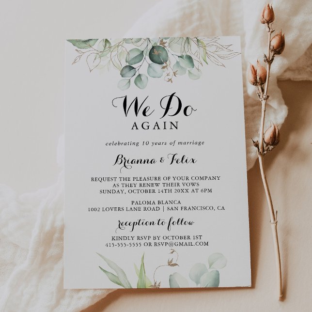 Convite Elegante Verde Dourado Votamos Novamente Renovação (Criador carregado)