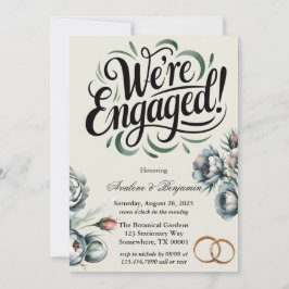 Convite Elegante Verde e Buquê de Cinzas Estamos Envolvido