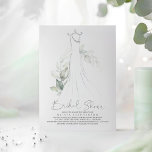 Convite Elegante Verde e Chá de panela de Vestido Casado<br><div class="desc">Verde romântico e convites de chá de panela de vestido de prata</div>