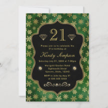 Elegante Verde e Dourado Flocos de Neve de Inverno