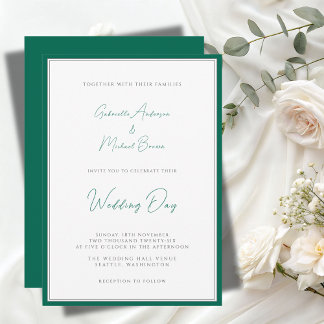 Convite Elegante Verde Esmeralda Minimalista