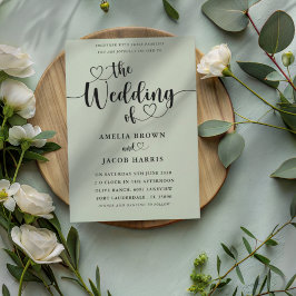 Convite Elegante Verde Sage O Casamento de