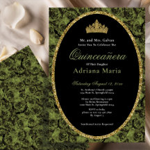 Elegante Verde Salvia Floral Dourado Quinceanera