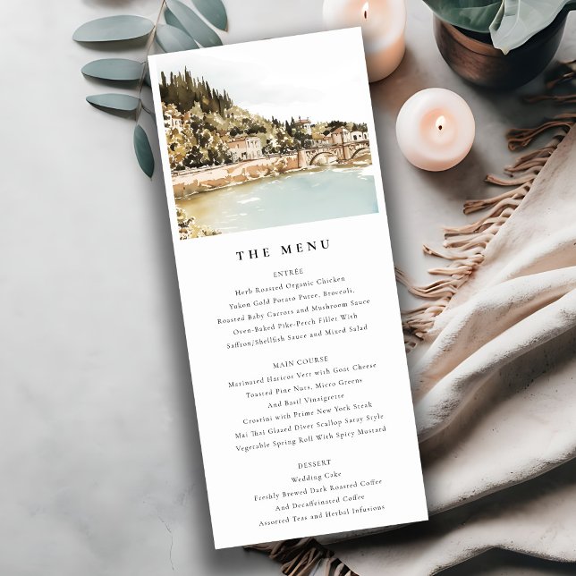 Convite Elegante Verona Adige River Italy Wedch Menu Card (Criador carregado)