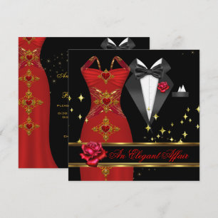 Convite Elegante vestido vermelho Affair Black Tie Rosa ve