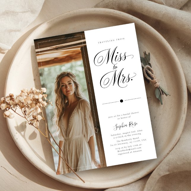 Convite Elegante Viajando de Miss a Sra. Chá de panela (Criador carregado)