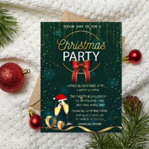 Convite Elegante Vidro, Empresa do Chapéu de Papai Noel Fe