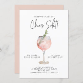 Convite Elegante Vinho Vinho Coquetel, Parte Rosa 21 rua