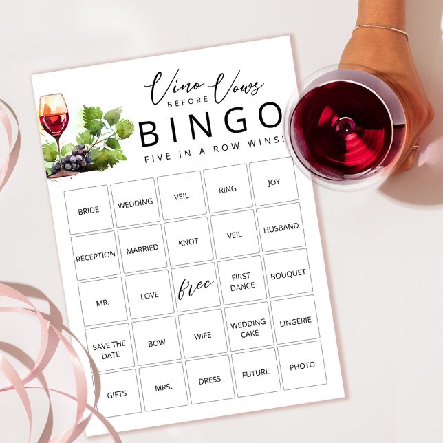 Convite Elegante Vino Antes do Vows Chá de panela Bingo Ca (Criador carregado)