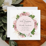 Convite Elegante Vintage Blush Floral Rosa aniversário de<br><div class="desc">Uma elegante e moderna camada botânica/jardim, cor-de-água rosa, cor-de-rosa, floral (rosas) e folhas verdes pintadas num convite de aniversário de 30 anos branco quadrado. O texto, a fonte, o tamanho e a cor da fonte são completamente personalizáveis, de modo que este cartão pode ser personalizado de acordo com as suas...</div>