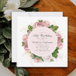 Convite Elegante Vintage Blush Floral Rosa aniversário de<br><div class="desc">Uma elegante e moderna camada botânica/jardim, cor-de-água rosa, cor-de-rosa, floral (rosas) e folhas verdes pintadas num convite de aniversário de 40 anos branco quadrado. O texto, a fonte, o tamanho e a cor da fonte são completamente personalizáveis, de modo que este cartão pode ser personalizado de acordo com as suas...</div>