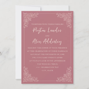 Convite Elegante Vintage Blush Mauve Invitation