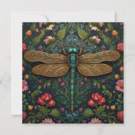 Convite Elegante Vintage dragonfly boho botânico