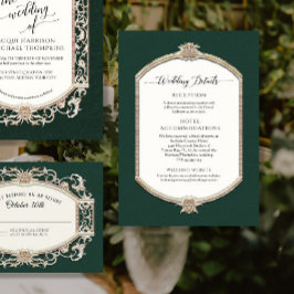 Convite Elegante Vintage Emerald em Detalhes Dourados do C