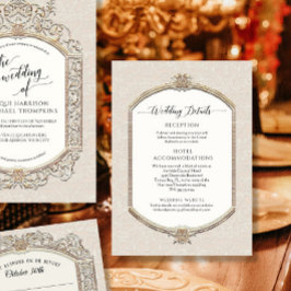 Convite Elegante Vintage Ivory Cream em Detalhes Dourados