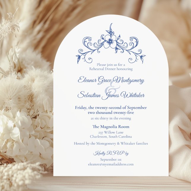 Convite Elegante Vintage Romance Blue Weding Ensaio (Criador carregado)