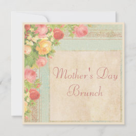 Convite Elegante Vintage Rosa Brunch