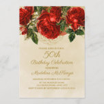 Convite Elegante Vintage Rosa vermelha 50th Birthday<br><div class="desc">Belo,  elegante rosa vermelha de aniversário de 50 anos convite de aniversário.</div>