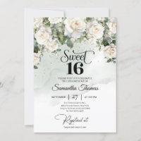 Elegante Vintage White Roses Floral Única