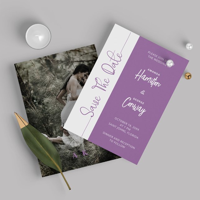 Convite Elegante Violeta Africano Save The Date Casamento (Criador carregado)