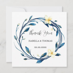 Convite Elegante Vitória Azul Naval Lírio Floral Botânico